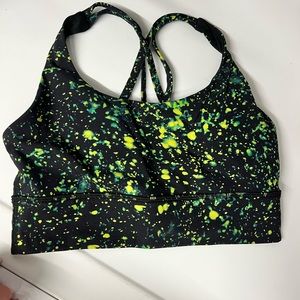 Lululemon energy long line bra - green speckled. Worn 2-3 times.